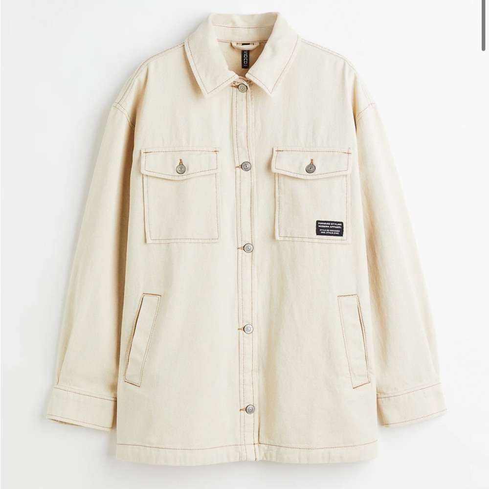 NWOT H&M Divided Oversized Denim Cream Jacket size XL